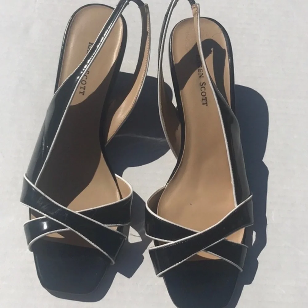 3/$25🍾🍾Karen‎ Scott Black Serra Patent Open Toe Wedges